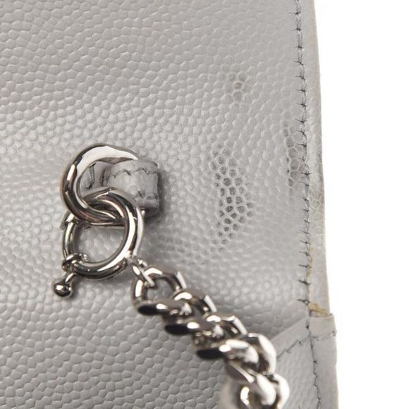 Saint Laurent Monogram Envelope Chevron Woc Souris Grey Leather Shoulder Bag - Picture 6 of 12